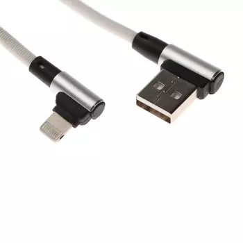 Кабель Blast BMC-217, Lightning - USB, нейлоновая оплетка, L-образный, 1.0 м, серебристый