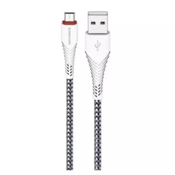 Кабель Borofone BX25, microUSB - USB, 2.4 А, 1 м, нейлоновая оплётка, белый