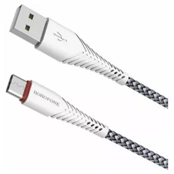 Кабель Borofone BX25, Type-C - USB, 3 А, 1 м, нейлоновая оплётка, белый