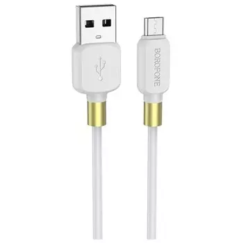 Кабель Borofone BX59, microUSB - USB, 2.4 А, 1 м, TPE оплётка, белый