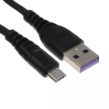 Кабель BYZ BC-007m, microUSB - USB, 3 А, 1.2 м, быстрая зарядка, черный