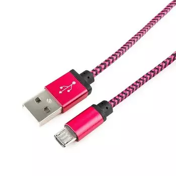Кабель Cablexpert CC-mUSB2sr1m, microUSB - USB, 1 м, зарядка + передача данных, розовый