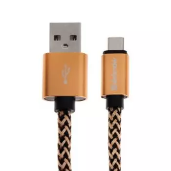 Кабель Defender USB08-03T PRO, microUSB - USB, 2.1 А, 1 м, золотистый