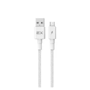 Кабель Exployd EX-K-1155, microUSB - USB, 2 А, 1 м, нейлонова оплетка, белый
