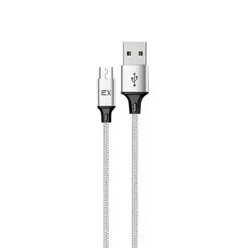 Кабель Exployd EX-К-1211, microUSB - USB, 2.4 А, 1 м, нейлонова оплетка, серебристый
