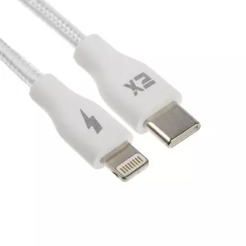 Кабель Exployd EX-K-1237, Type-C-PD - Lightning, 3 А, 1 м, нейлон, белый