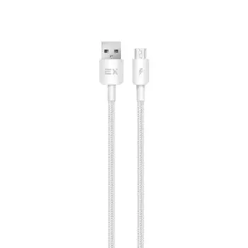 Кабель Exployd EX-K-1254, microUSB - USB, 2.4 А, 1 м, нейлоновая оплетка, белый