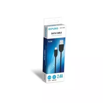 Кабель Exployd EX-K-1303, microUSB - USB, 2.4 А, 1 м, силиконовая оплетка, черный