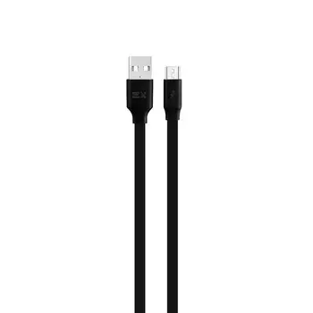 Кабель Exployd EX-K-1307, microUSB - USB, 2.4 А, 1 м, силиконовая оплетка, плоский, черный