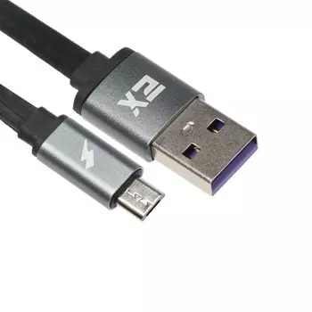 Кабель Exployd EX-K-1311, microUSB - USB, 2.4 А, 1 м, силиконовая оплетка, плоский, черный
