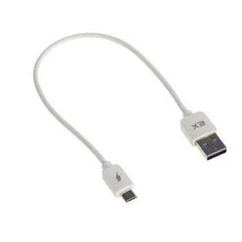 Кабель Exployd EX-K-1388, microUSB - USB, 2.4 А, 0.25 м, силиконовая оплетка, белый