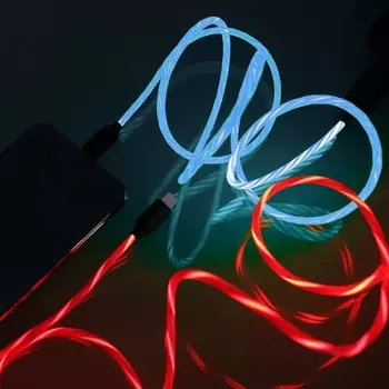 Кабель FORZA BY, microUSB - USB, 2.4 А, 1 м, быстрая зарядка, LED подсветка, МИКС