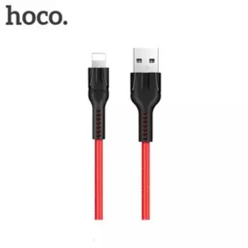 Кабель Hoco U31, Lightning - USB, 2.4 А, 1 м, нейлоновая оплетка, красный