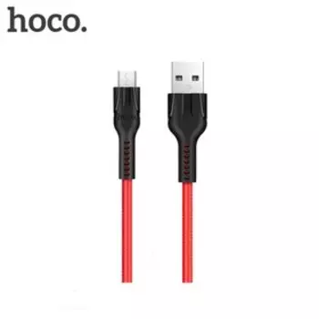 Кабель Hoco U31, microUSB - USB, 2.4 А, 1 м, нейлоновая оплетка, красный