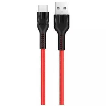 Кабель Hoco U31, Type-C - USB, 3 А, 1,2 м, нейлоновая оплетка, красный