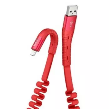 Кабель Hoco U78, USB - microUSB, 2.4 А, 1.2 м, тканевая оплетка, красный