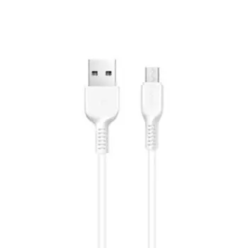 Кабель Hoco X20, microUSB - USB, 2.4 А, 1 м, PVC оплетка, белый