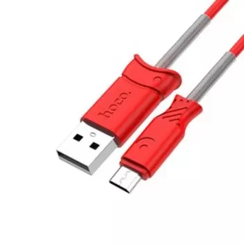 Кабель Hoco X24 Pisces, USB - Micro-USB, 2.4А, 1 м, ТПЭ, красный