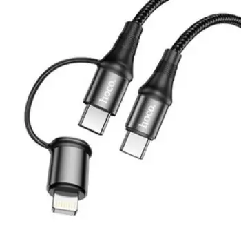 Кабель Hoco X50, Type-C - Lightning/Type-C, 3 А, 1 м, PD, черный