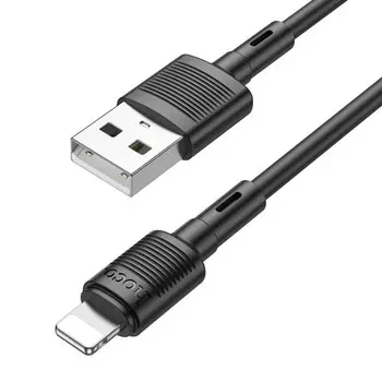 Кабель Hoco X83, Lightning - USB, 2.4 А, 1 м, передача данных, ПВХ, чёрный