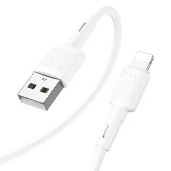 Кабель Hoco X83, Lightning - USB, 2.4 А, 1 м, передача днанных, ПВХ, белый