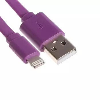 Кабель Maxvi MC-03F, Lightning - USB, 2 А, 1 м, PVC оплетка, плоскиий, фиолетовый