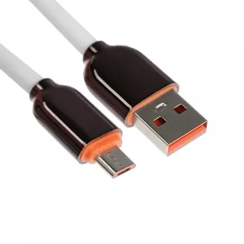 Кабель MicroUSB - USB, 2.4 A, оплётка PVC, 1 м, белый
