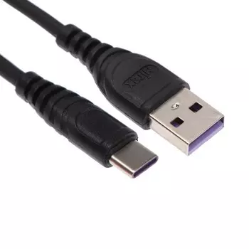 Кабель Mirex (13700-007T3BK), Type-C - USB, 3 А, 1.2 м, быстрая зарядка, черный