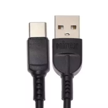Кабель Mirex (13700-008T2BK), Type-C - USB, 2.4 А, 1 м, быстрая зарядка, черный