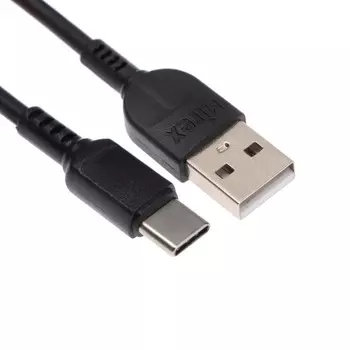 Кабель Mirex (13700-008T2BK), Type-C - USB, 2.4 А, 1 м, быстрая зарядка, черный