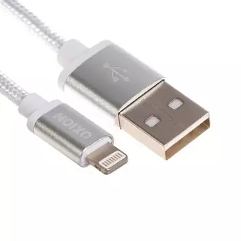 Кабель OXION DCC255, Lightning - USB, зарядка + передача данных, 1.3 м, оплетка, белый