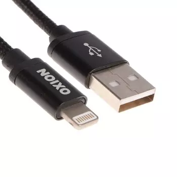 Кабель OXION DCC255, Lightning - USB, зарядка + передача данных, 1.3 м, оплетка, черный