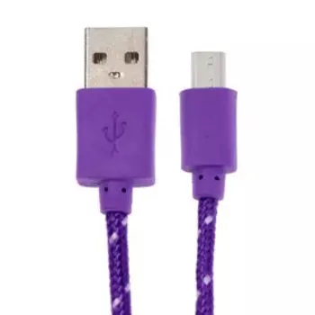 Кабель OXION DCC288, microUSB - USB, зарядка + передача данных, 1 м, оплетка, фиолетовый