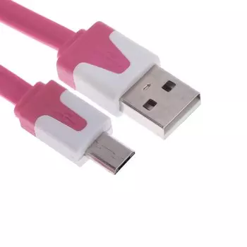 Кабель OXION DCC328, microUSB - USB, зарядка + передача данных, 1 м, плоский, розовый