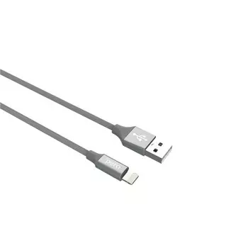 Кабель PERO DC-02, Lightning - USB, 2,4 А, 1 м, тканевая оплетка, серый