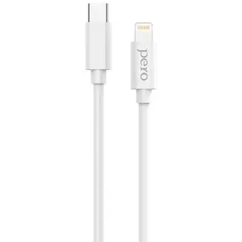 Кабель PERO DC-08 PD, Lightning - Type-C, 3 А, 20 Вт, 1 м, быстрая зарядка, белый