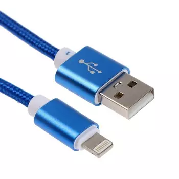 Кабель Red Line, Lightning - USB, 1 А, 2 м, нейлоновая оплетка, синий