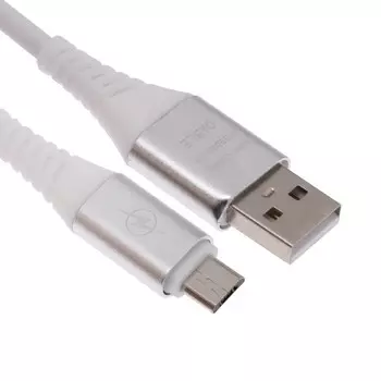 Кабель Smartbuy iK-12ERGbox, microUSB - USB, 2 А, 1 м, резиновая оплетка, металл, белый