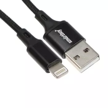 Кабель Smartbuy S14, Lightning - USB, 3 А, 1 м, быстрая зарядка+передача данных, черный