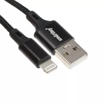 Кабель Smartbuy S14, Lightning - USB, 3 А, 2 м, быстрая зарядка+передача данных, черный