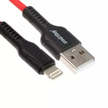 Кабель Smartbuy S21, Lightning - USB, 2.4 А, 1 м, зарядка + передача данных, красный