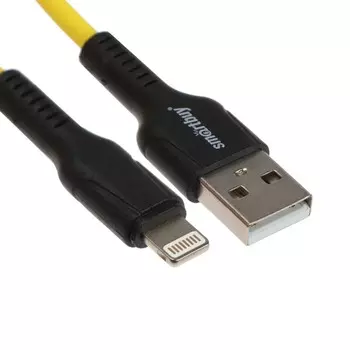 Кабель Smartbuy S21, Lightning - USB, 2.4 А, 1 м, зарядка + передача данных, желтый