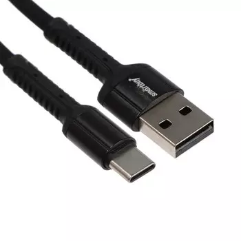 Кабель Smartbuy S26, Type-C - USB, 3 А, 1 м , быстрая зарядка, нейлоновая оплетка, черный
