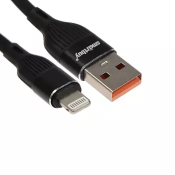 Кабель Smartbuy S72, Lightning - USB, 2.4 А, 1 м, зарядка + передача данных, черный