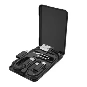 Кабель в кейсе Hoco U86, Type-C-Type-C+переходники microUSB,Lightning,USB, 3А, 0.28 м,черный