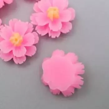 Кабошон "Цветочек", цвет розовый 13 мм