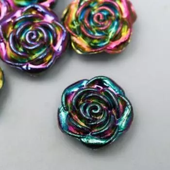 Кабошон "Роза", цвет перламутрово-черный 12 мм