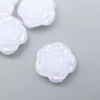 Кабошон "Роза", цвет перламутровой-белый 12 мм