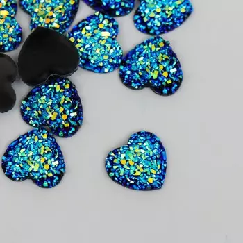 Кабошон "Сердце", цвет черный 12 мм