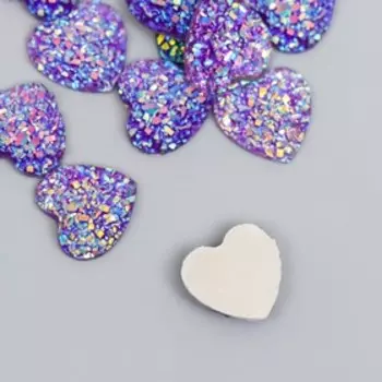 Кабошон "Сердце", цвет фиолетовый 12 мм